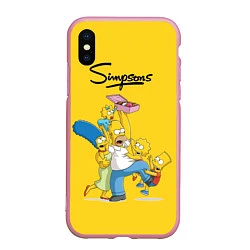 Чехол iPhone XS Max матовый Simpsons Family, цвет: 3D-розовый
