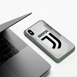 Чехол iPhone XS Max матовый FC Juventus: Silver Original, цвет: 3D-темно-зеленый — фото 2