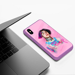 Чехол iPhone XS Max матовый Lil Peep: Pink Style, цвет: 3D-фиолетовый — фото 2