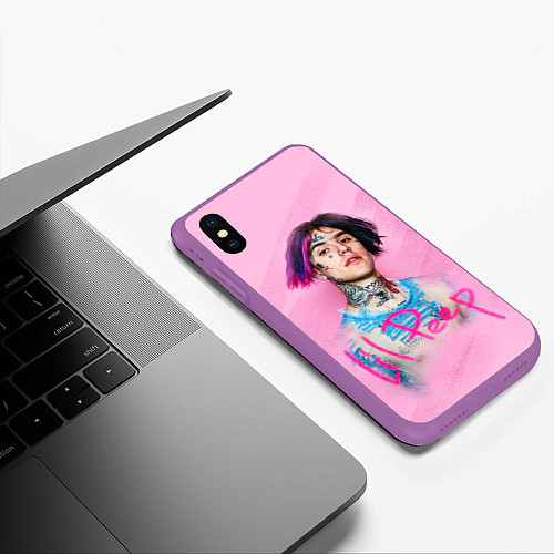 Чехол iPhone XS Max матовый Lil Peep: Pink Style / 3D-Фиолетовый – фото 3