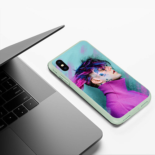 Чехол iPhone XS Max матовый Lil Peep: Neon Style / 3D-Салатовый – фото 3