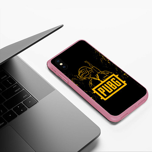 Чехол iPhone XS Max матовый PUBG: Black Soldier / 3D-Малиновый – фото 3