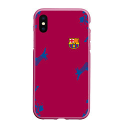 Чехол iPhone XS Max матовый FC Barcelona: Purple Original, цвет: 3D-малиновый