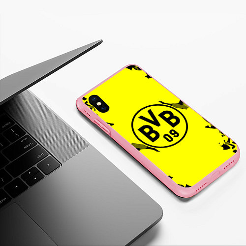 Чехол iPhone XS Max матовый FC Borussia Dortmund: Yellow & Black / 3D-Баблгам – фото 3