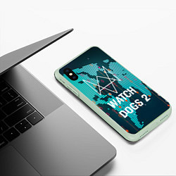 Чехол iPhone XS Max матовый Watch Dogs 2: Network Hack, цвет: 3D-салатовый — фото 2