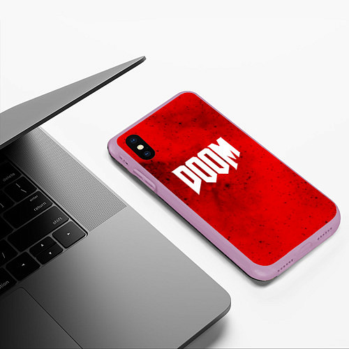 Чехол iPhone XS Max матовый DOOM: Marsian Blood / 3D-Сиреневый – фото 3