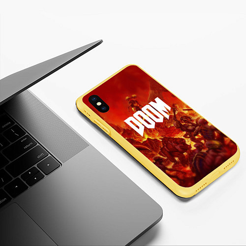 Чехол iPhone XS Max матовый DOOM: Hellfire / 3D-Желтый – фото 3