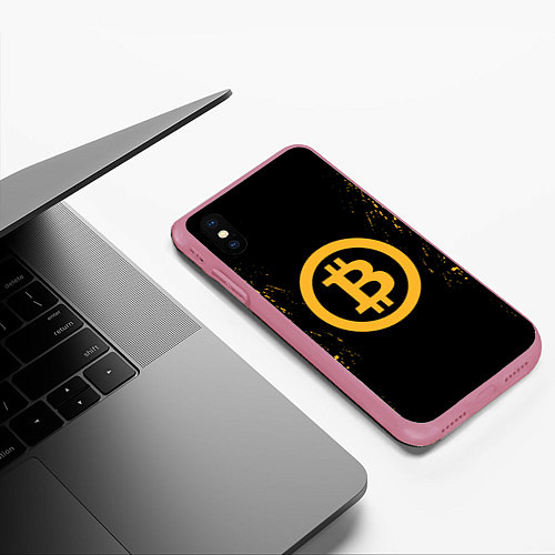 Чехол iPhone XS Max матовый Bitcoin Master / 3D-Малиновый – фото 3