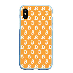 Чехол iPhone XS Max матовый BTC Pattern, цвет: 3D-голубой