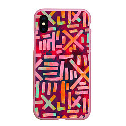 Чехол iPhone XS Max матовый Geometry Etnic, цвет: 3D-розовый