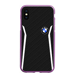 Чехол iPhone XS Max матовый BMW CARBON БМВ КАРБОН, цвет: 3D-фиолетовый