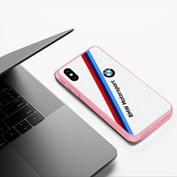 Чехол iPhone XS Max матовый BMW Motorsport: White Carbon, цвет: 3D-баблгам — фото 2