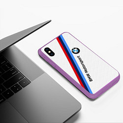 Чехол iPhone XS Max матовый BMW Motorsport: White Carbon, цвет: 3D-фиолетовый — фото 2