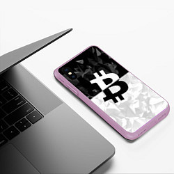 Чехол iPhone XS Max матовый Bitcoin: Poly Style, цвет: 3D-сиреневый — фото 2