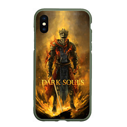 Чехол iPhone XS Max матовый Dark Souls: Flame Knight, цвет: 3D-темно-зеленый