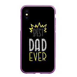 Чехол iPhone XS Max матовый Best Dad Ever, цвет: 3D-фиолетовый