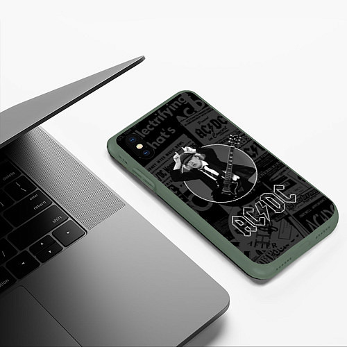 Чехол iPhone XS Max матовый AC/DC: Black Devil / 3D-Темно-зеленый – фото 3