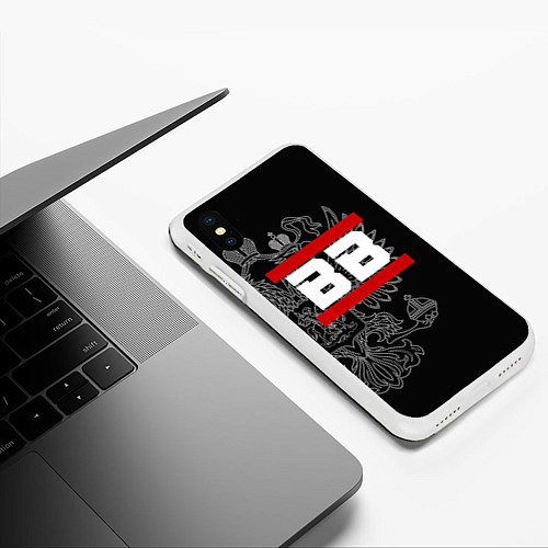 Чехол iPhone XS Max матовый ВВ: герб РФ / 3D-Белый – фото 3