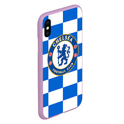 Чехол iPhone XS Max матовый FC Chelsea: Grid, цвет: 3D-сиреневый — фото 2