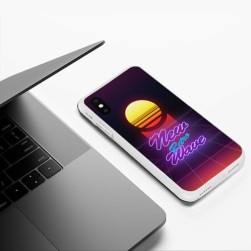 Чехол iPhone XS Max матовый New Retro Wave / 3D-Белый – фото 3