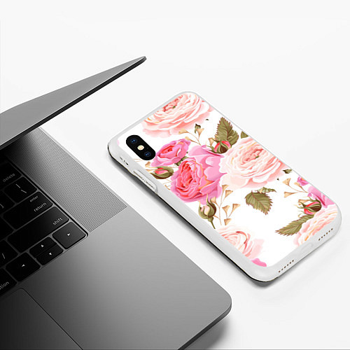 Чехол iPhone XS Max матовый Spring Flowers / 3D-Белый – фото 3