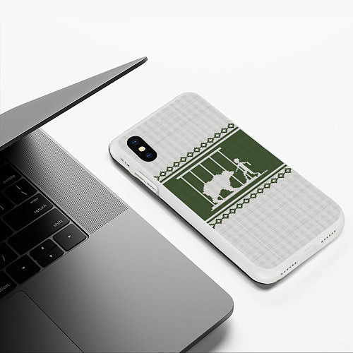 Чехол iPhone XS Max матовый Медведь: Зимний узор / 3D-Белый – фото 3