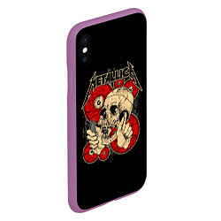 Чехол iPhone XS Max матовый Metallica Skull, цвет: 3D-фиолетовый — фото 2