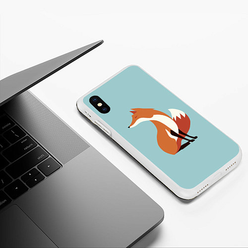 Чехол iPhone XS Max матовый Minimal Fox / 3D-Белый – фото 3