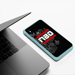 Чехол iPhone XS Max матовый ПВО: герб РФ, цвет: 3D-мятный — фото 2