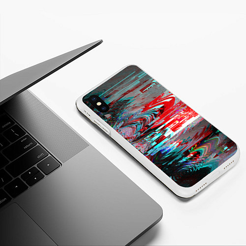 Чехол iPhone XS Max матовый Glitch effect / 3D-Белый – фото 3