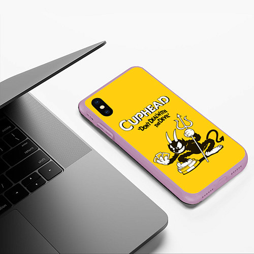Чехол iPhone XS Max матовый Cuphead: Black Devil / 3D-Сиреневый – фото 3