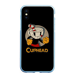 Чехол iPhone XS Max матовый Cuphead: Mugman, цвет: 3D-голубой