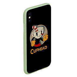 Чехол iPhone XS Max матовый Cuphead: Mugman, цвет: 3D-салатовый — фото 2