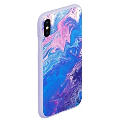 Чехол iPhone XS Max матовый Tie-Dye Blue & Violet, цвет: 3D-светло-сиреневый — фото 2