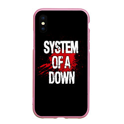 Чехол iPhone XS Max матовый System of a Down Blood, цвет: 3D-розовый