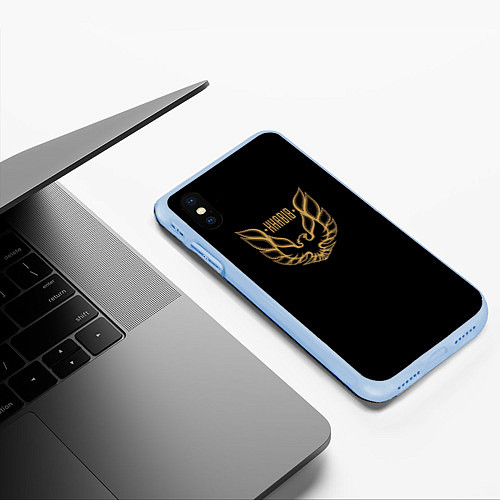 Чехол iPhone XS Max матовый Khabib: Gold Eagle / 3D-Голубой – фото 3