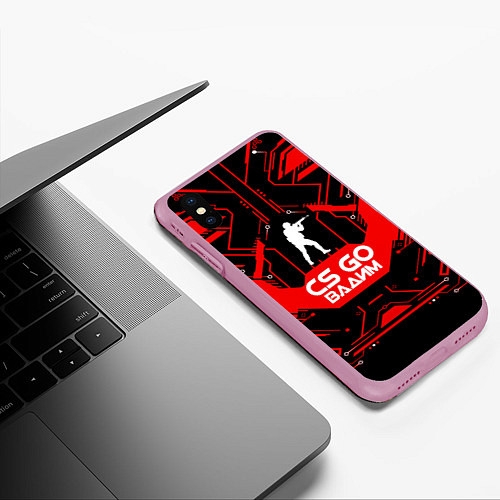 Чехол iPhone XS Max матовый CS:GO - Вадим / 3D-Розовый – фото 3