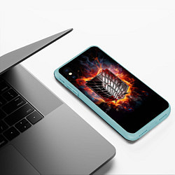 Чехол iPhone XS Max матовый Attack On Titan, цвет: 3D-мятный — фото 2