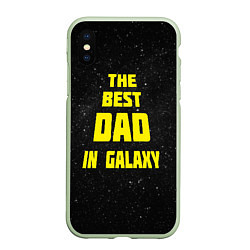 Чехол iPhone XS Max матовый The Best Dad in Galaxy, цвет: 3D-салатовый