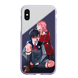 Чехол iPhone XS Max матовый Darling in the FranXX, цвет: 3D-светло-сиреневый