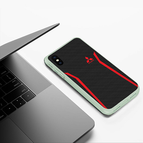 Чехол iPhone XS Max матовый MITSUBISHI SPORT / 3D-Салатовый – фото 3