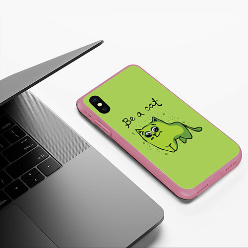 Чехол iPhone XS Max матовый Быть котом! / 3D-Малиновый – фото 3