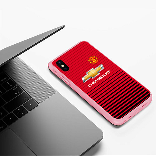 Чехол iPhone XS Max матовый FC Manchester United: Away 18/19 / 3D-Баблгам – фото 3
