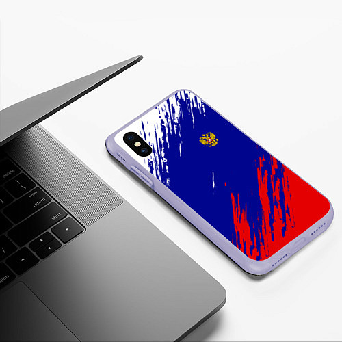 Чехол iPhone XS Max матовый RUSSIA SPORT / 3D-Светло-сиреневый – фото 3
