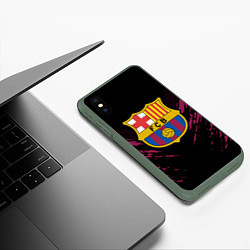 Чехол iPhone XS Max матовый Barcelona FC: Sport Fashion, цвет: 3D-темно-зеленый — фото 2