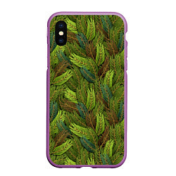 Чехол iPhone XS Max матовый Ветви ели, цвет: 3D-фиолетовый