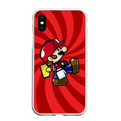 Чехол iPhone XS Max матовый Super Mario: Red Illusion, цвет: 3D-белый
