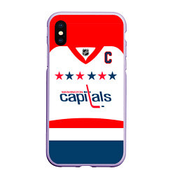 Чехол iPhone XS Max матовый Washington Capitals: Ovechkin White, цвет: 3D-светло-сиреневый