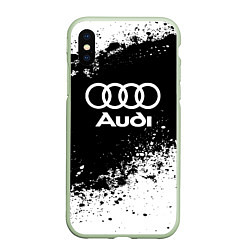 Чехол iPhone XS Max матовый Audi: Black Spray, цвет: 3D-салатовый