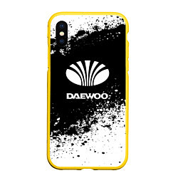 Чехол iPhone XS Max матовый Daewoo: Black Spray, цвет: 3D-желтый